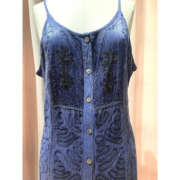 Vintage Embroidered Deadstock Boho Maxi Dress L /XL - Picture 3 of 7